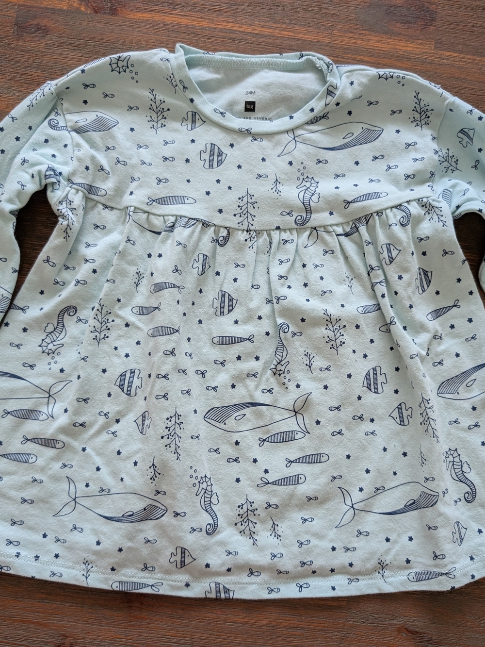 Tag Light Blue Sea Life Long-Sleeve Dress